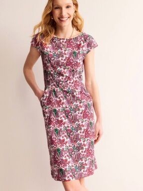 Boden Florrie Jersey Dress Floral Printed Spring in Multi Fantastical